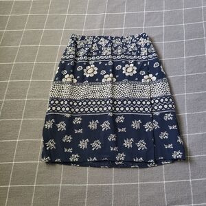 Vtg 90s Silk Floral Skirt